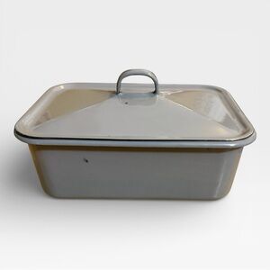 Vintage Grey Enamel Lidded Container
